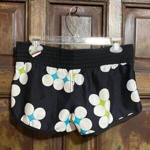 Vintage ROXY Black Colorful Floral Circles Board Shorts Size 3  lucyblue101 (273